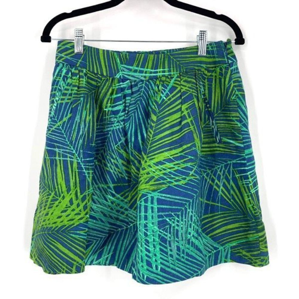 Banana Republic Women’s Tropical Green Blue‎ Vacation Linen Blend Skirt Size 6